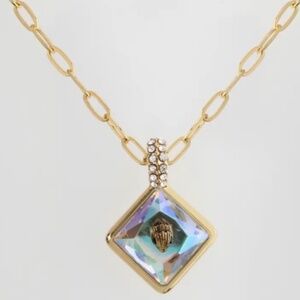 ♦️NWT Kurt Geiger stunning faceted crystal eagle head gold chain link necklace